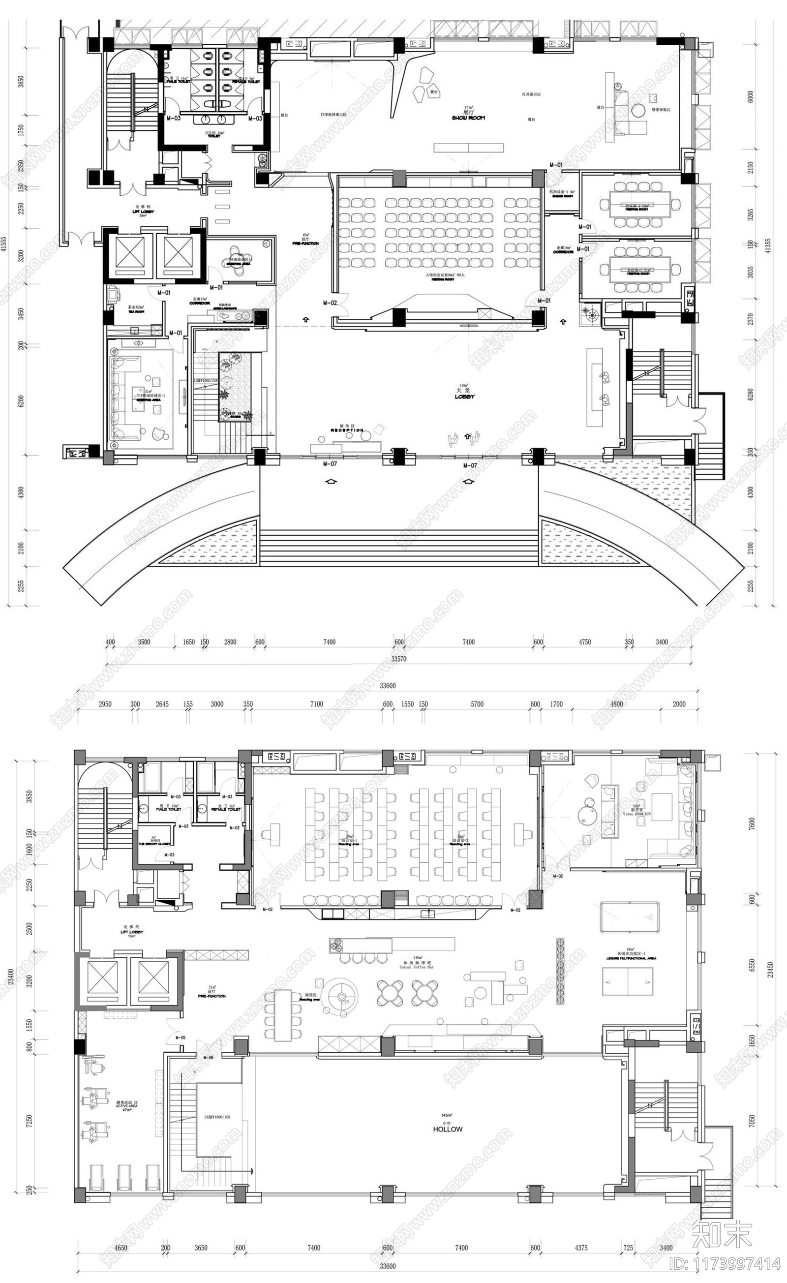 现代整体办公空间cad施工图下载【ID:1173997414】