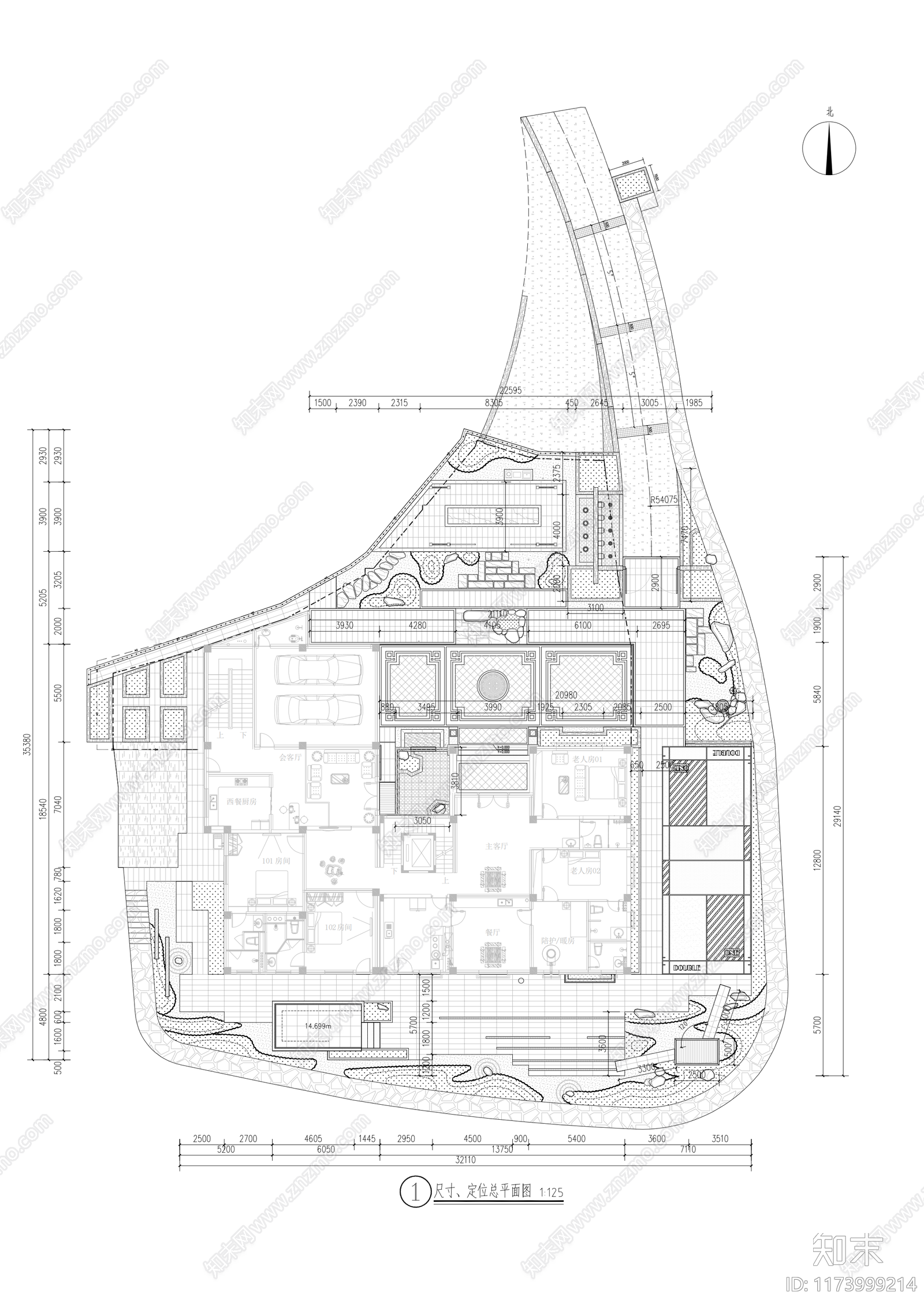 现代庭院施工图下载【ID:1173999214】