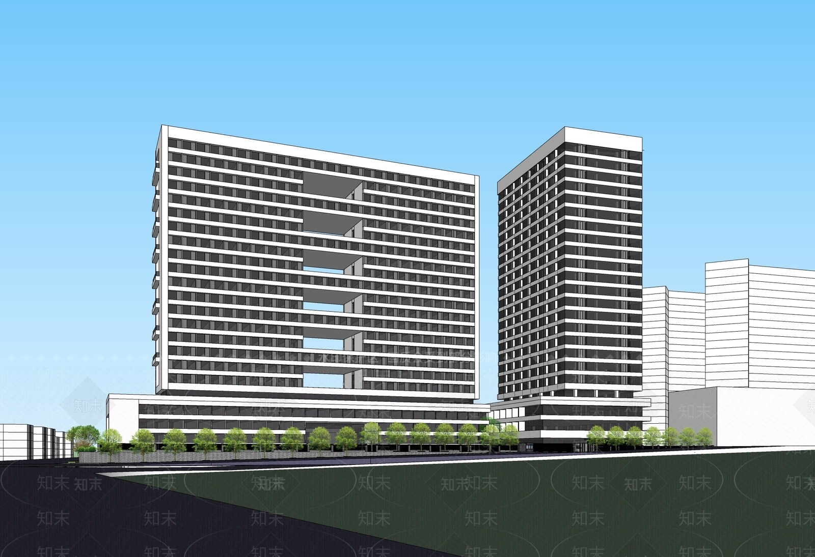 现代办公楼SU模型下载【ID:1174004962】