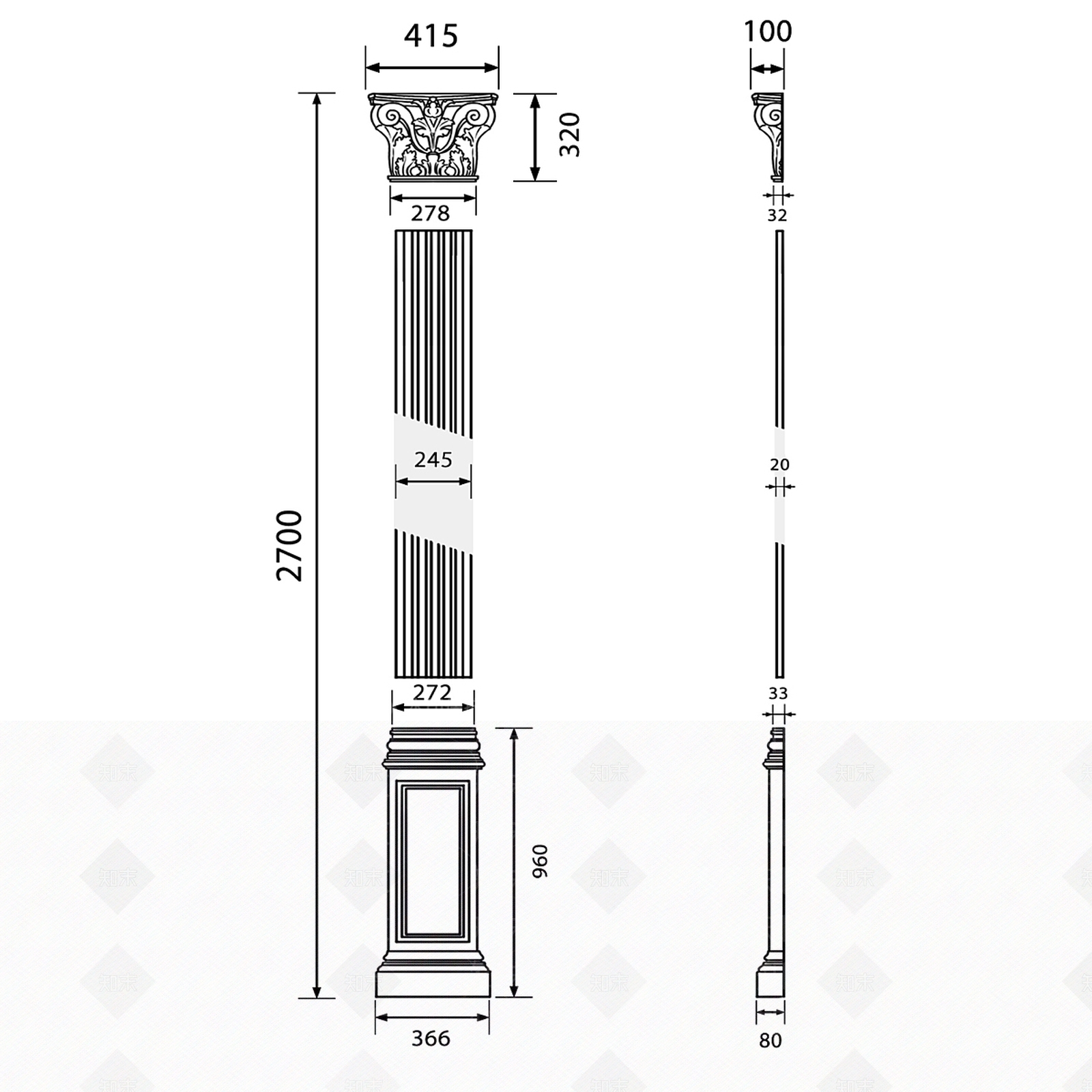 法式复古柱子3D模型下载【ID:1174010587】