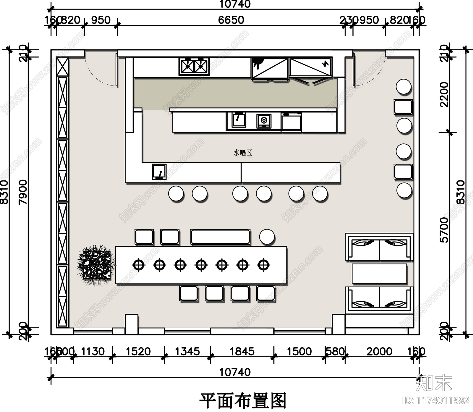 工业咖啡厅cad施工图下载【ID:1174011592】