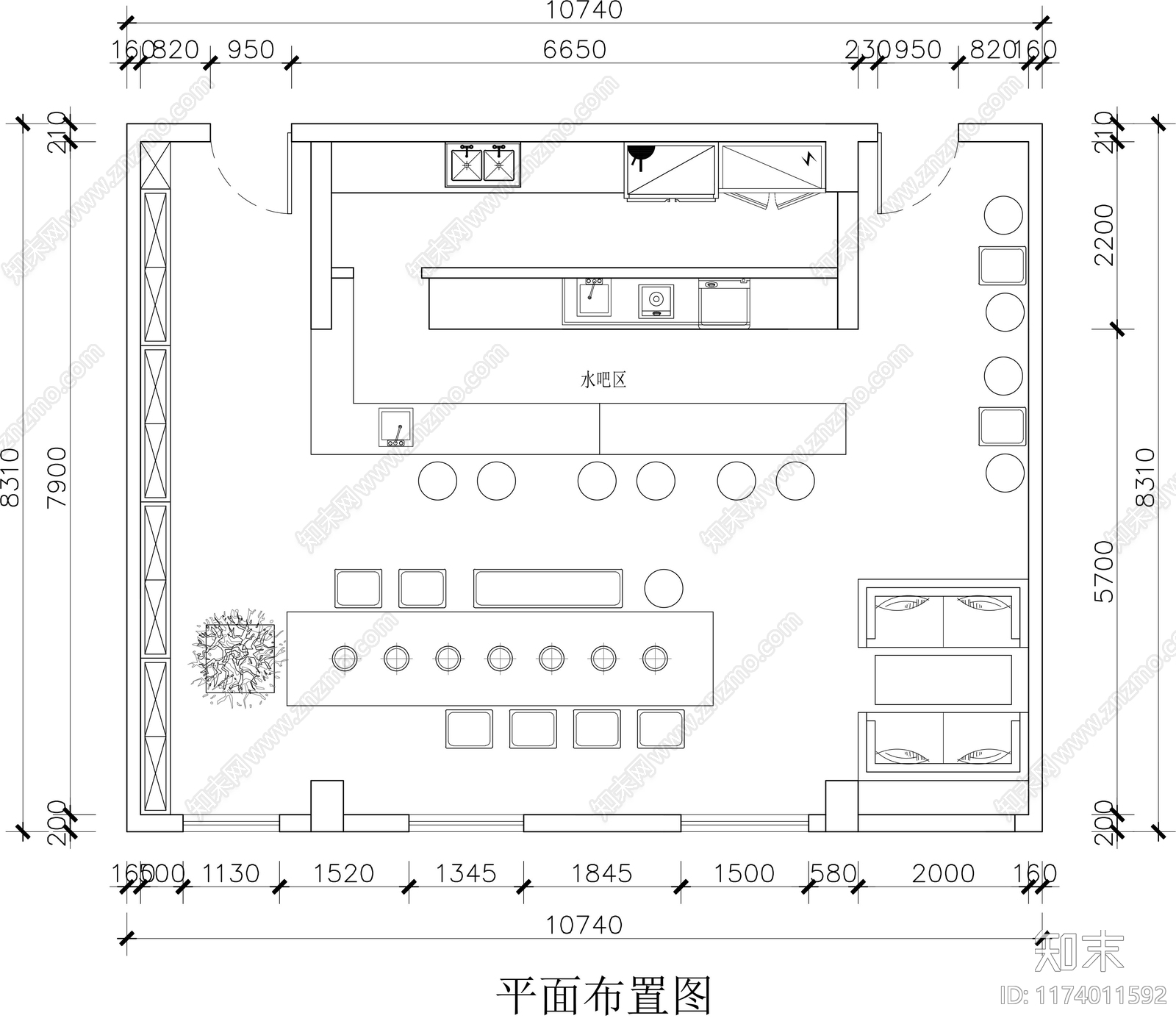 工业咖啡厅cad施工图下载【ID:1174011592】