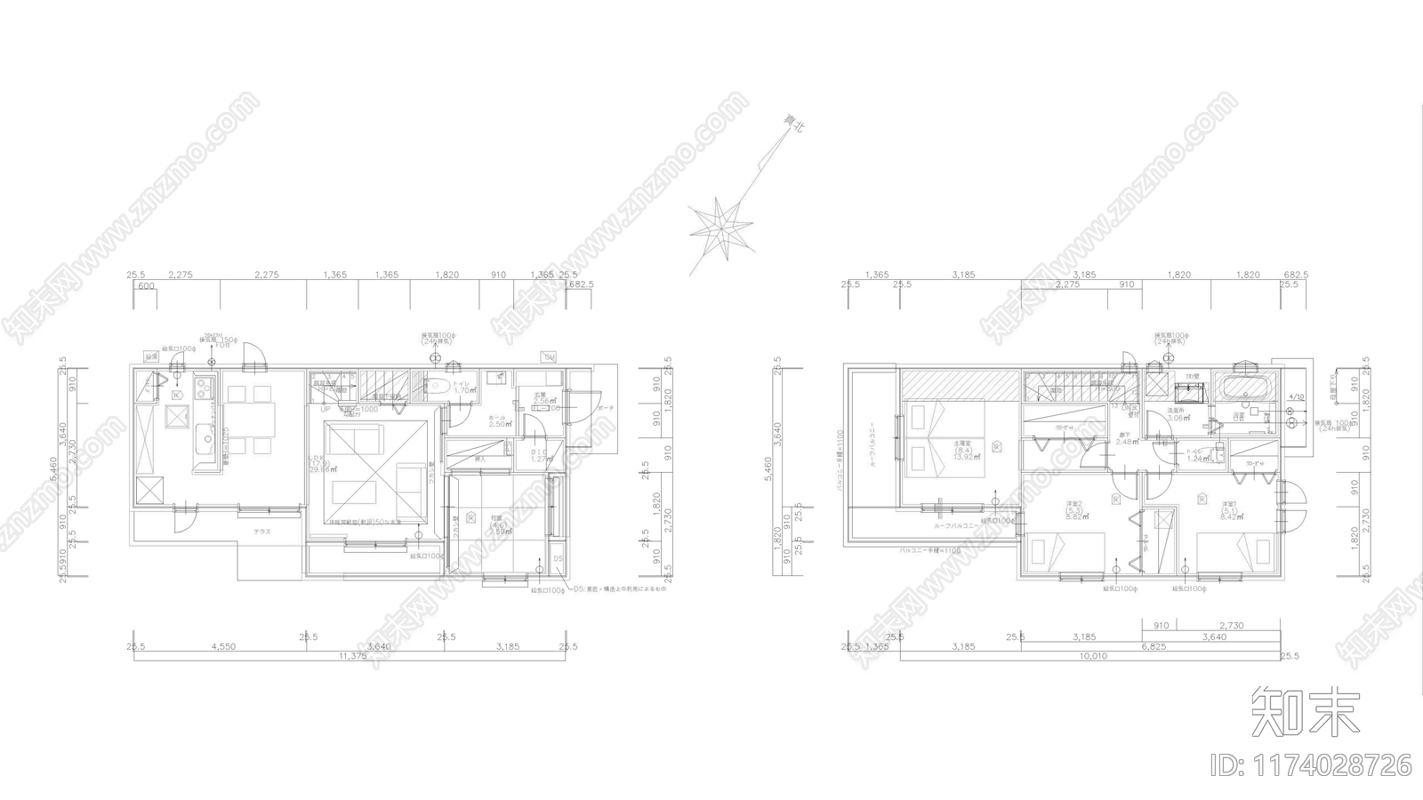 现代别墅建筑cad施工图下载【ID:1174028726】