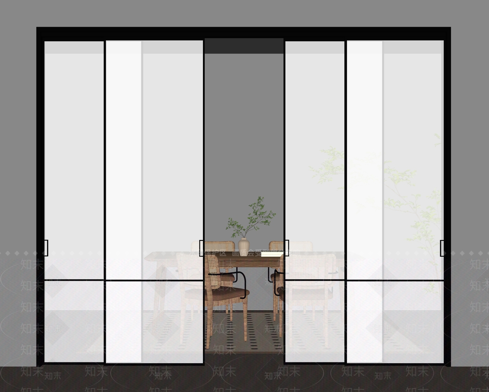 现代推拉门SU模型下载【ID:1174038630】