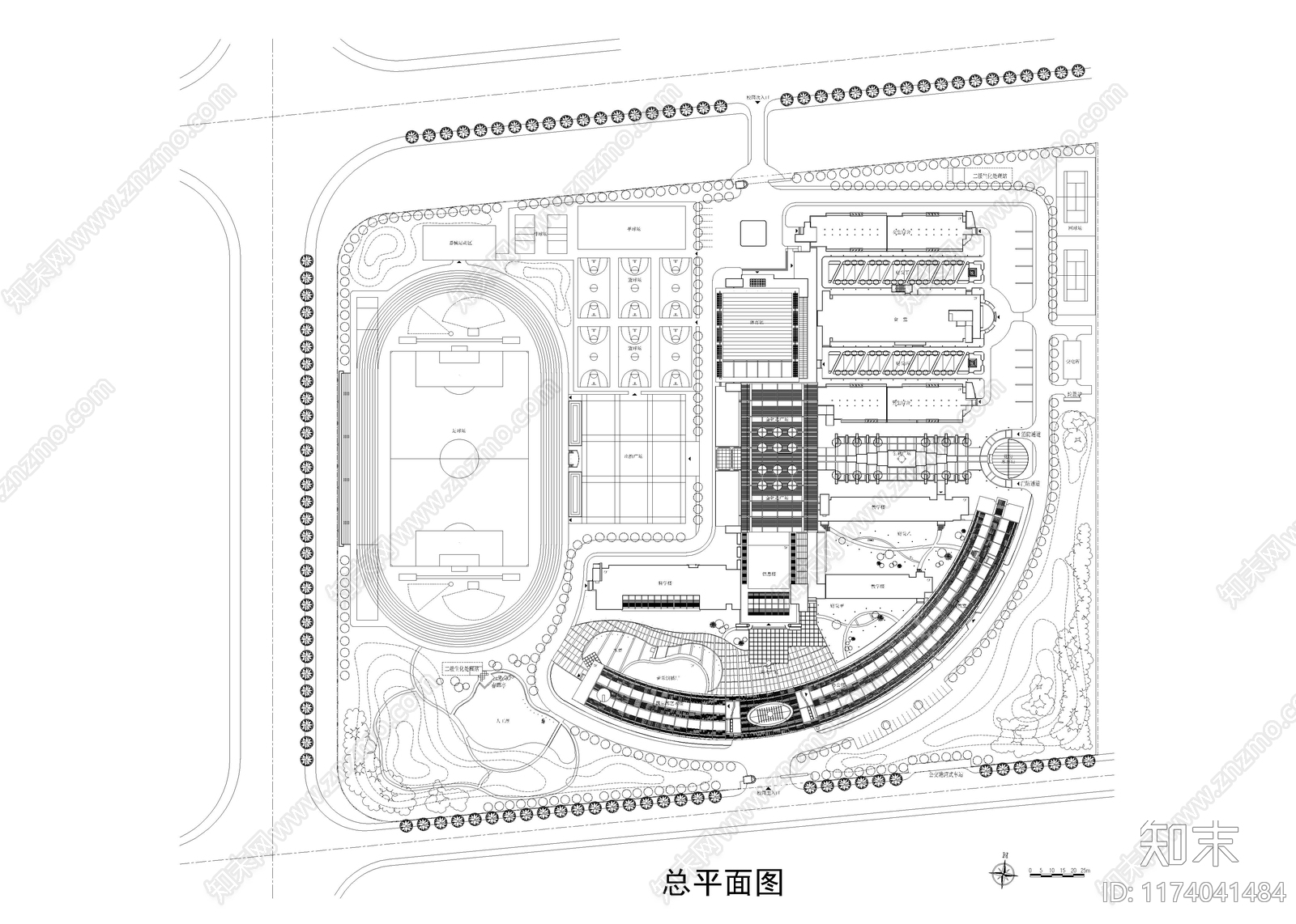 现代校园景观cad施工图下载【ID:1174041484】