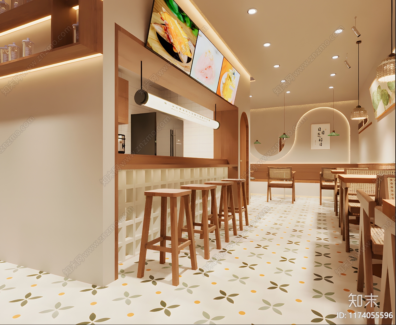 现代原木奶茶店3D模型下载【ID:1174055596】