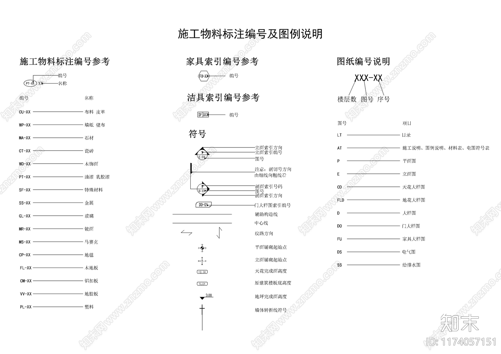 现代图例cad施工图下载【ID:1174057151】