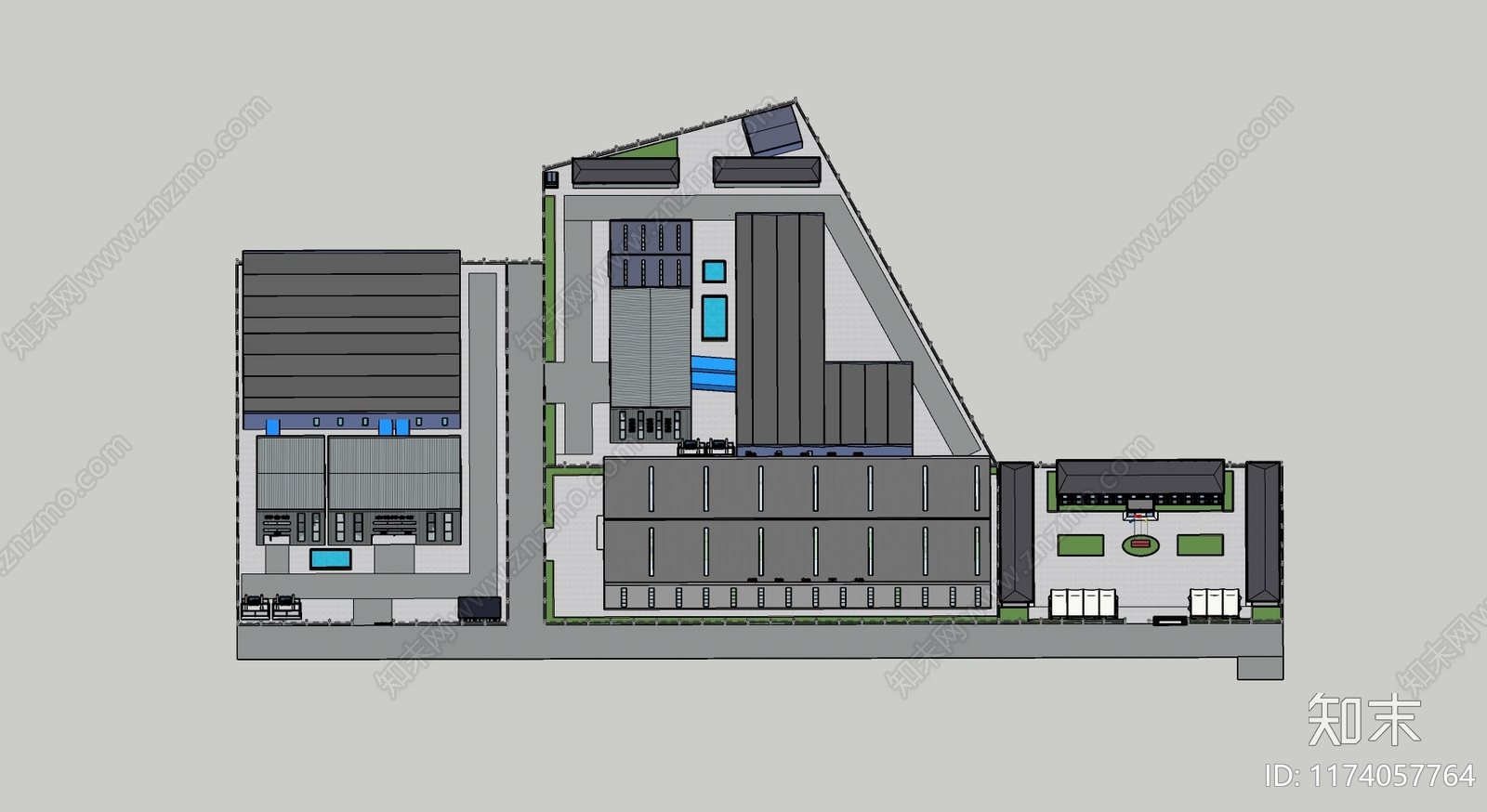 现代工业厂房SU模型下载【ID:1174057764】