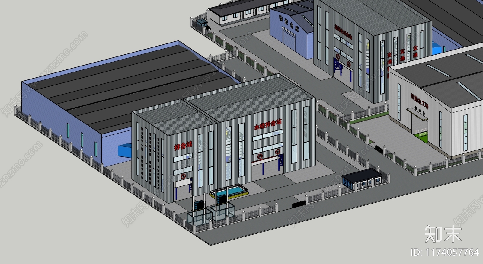 现代工业厂房SU模型下载【ID:1174057764】