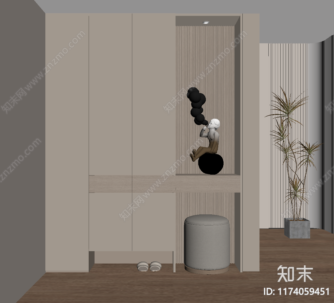 现代奶油玄关SU模型下载【ID:1174059451】