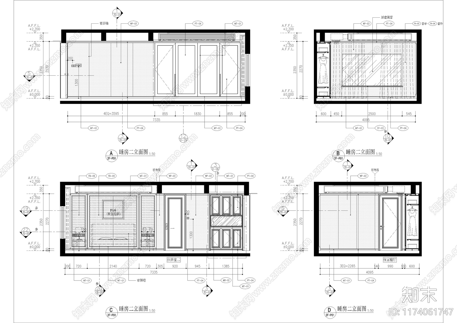 现代卧室施工图下载【ID:1174061747】