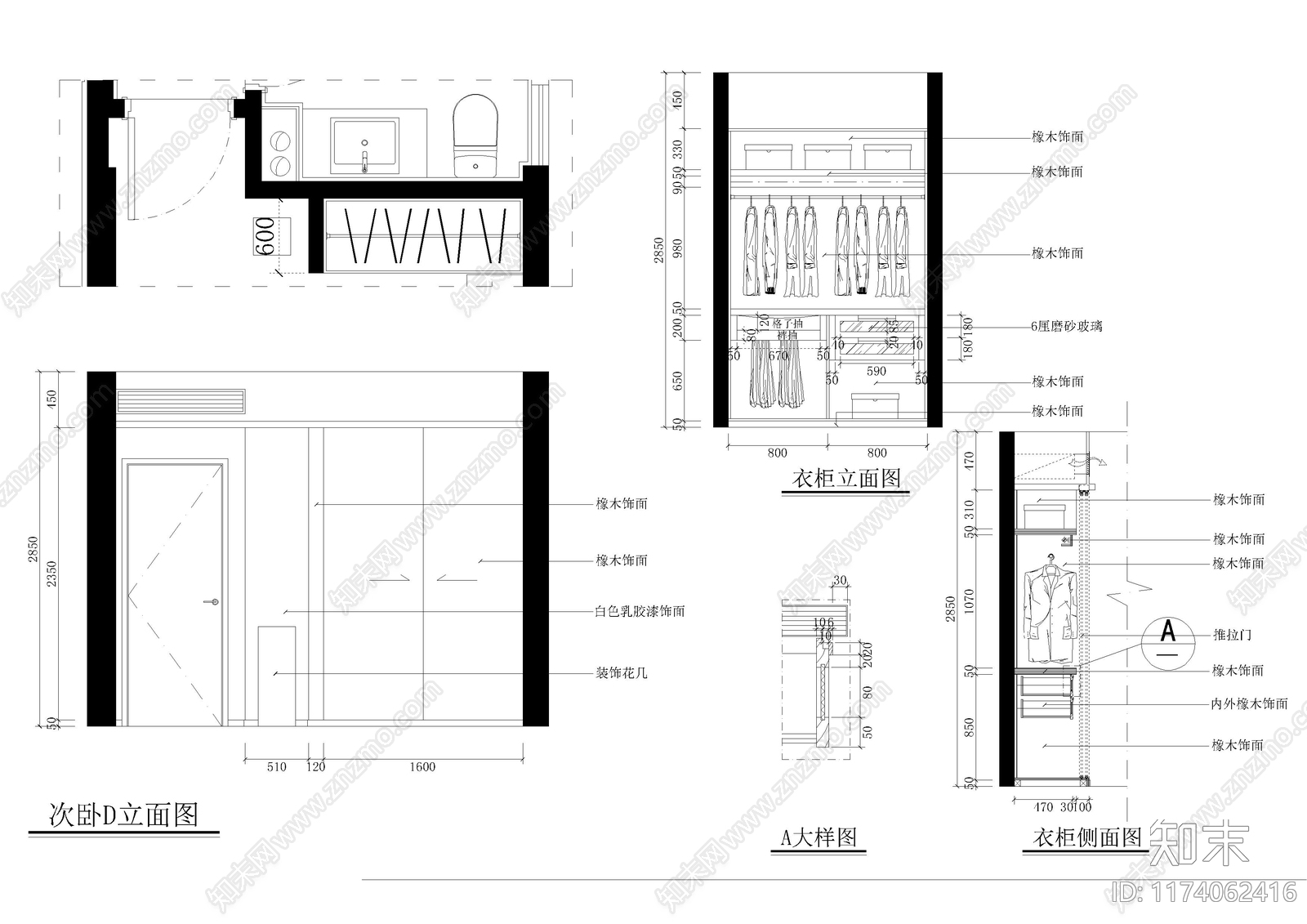 现代卧室施工图下载【ID:1174062416】