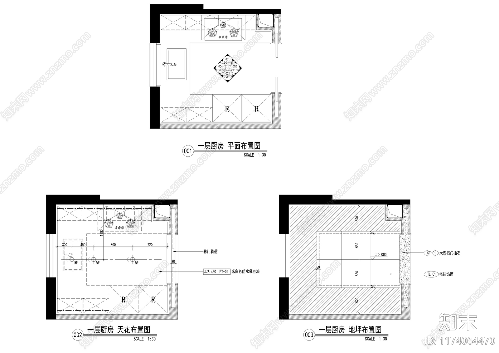 现代厨房施工图下载【ID:1174064470】