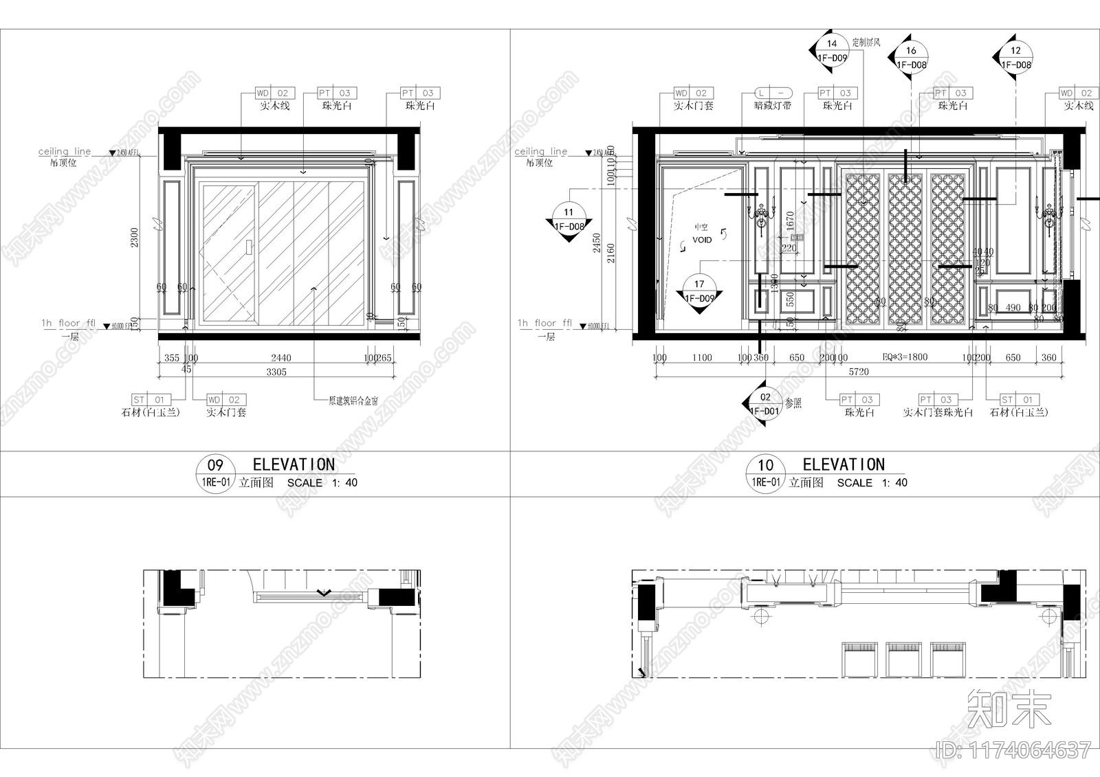 现代厨房施工图下载【ID:1174064637】
