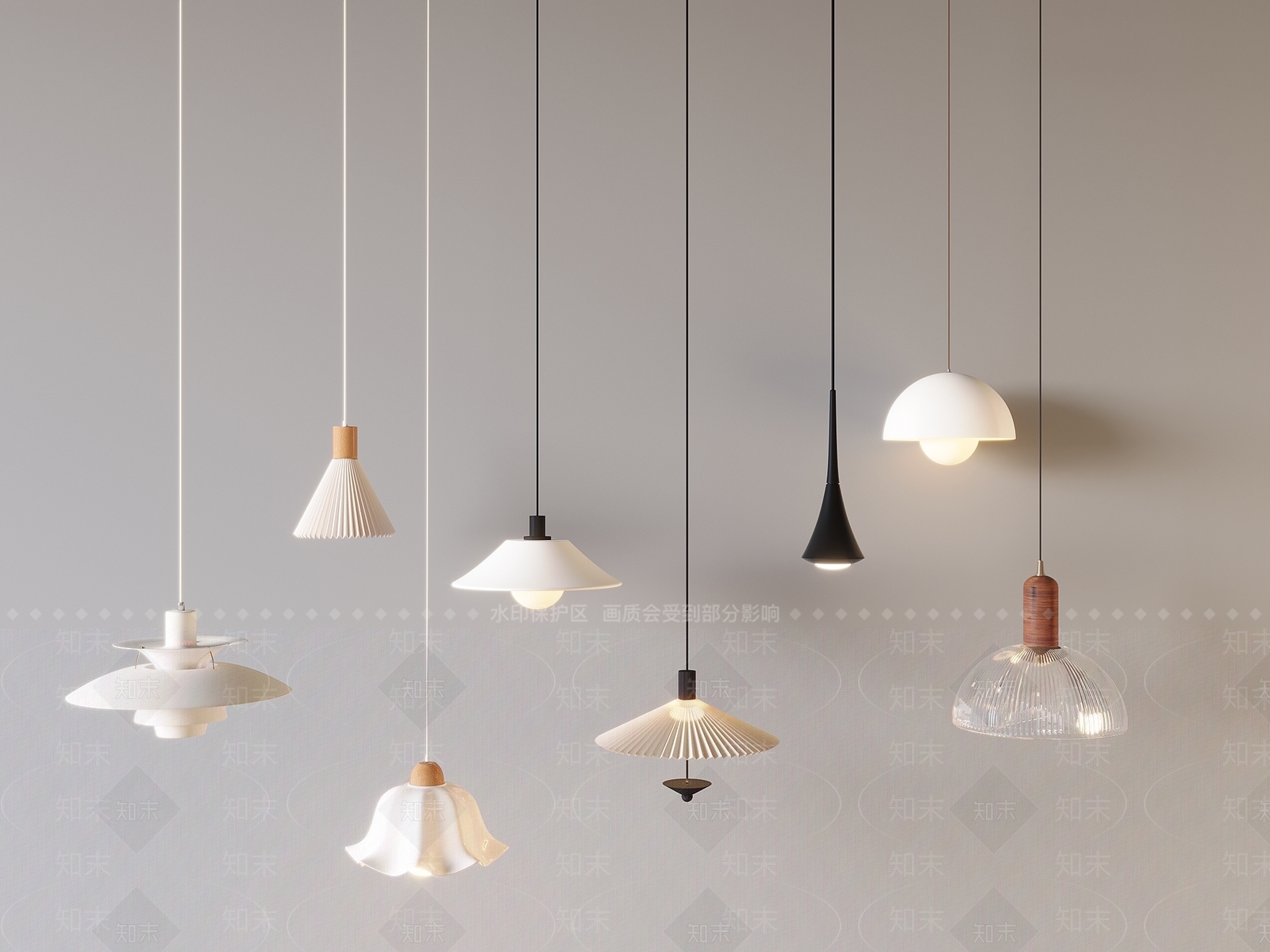 奶油北欧吊灯3D模型下载【ID:1174068881】