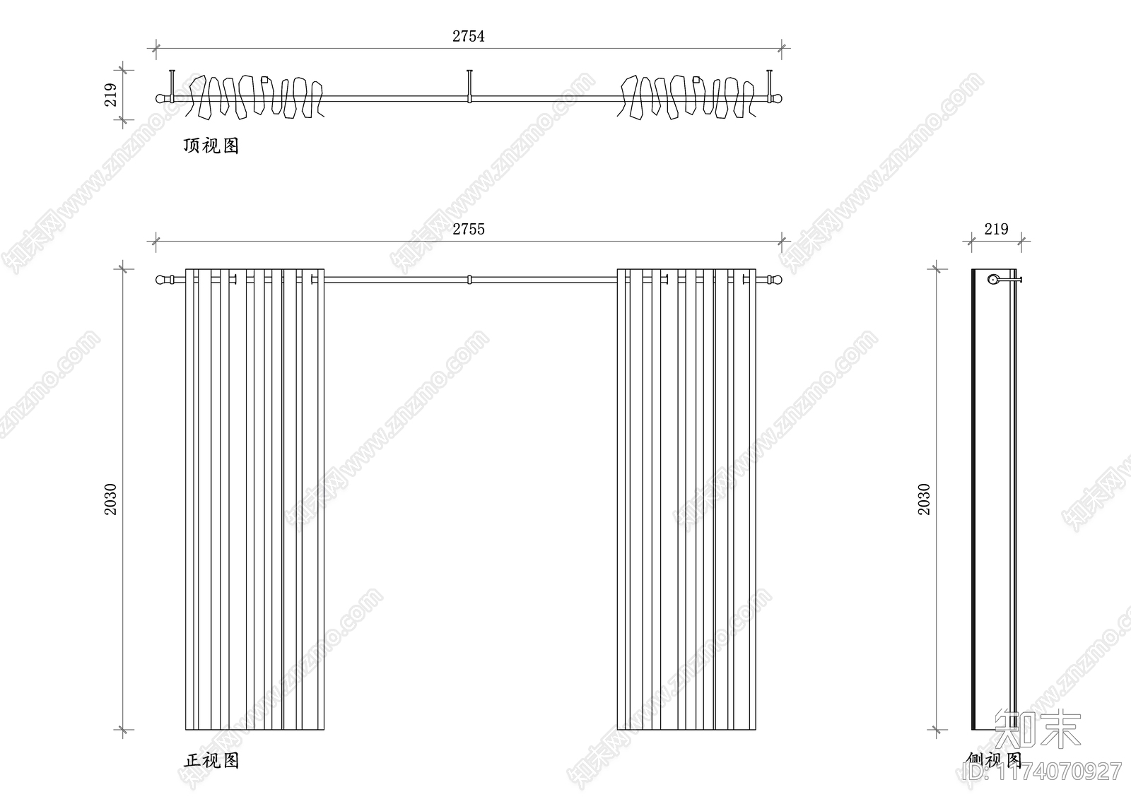 现代窗帘施工图下载【ID:1174070927】