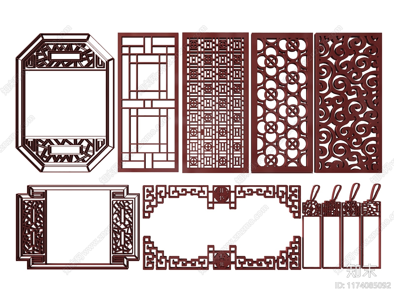 新中式雕花3D模型下载【ID:1174085092】
