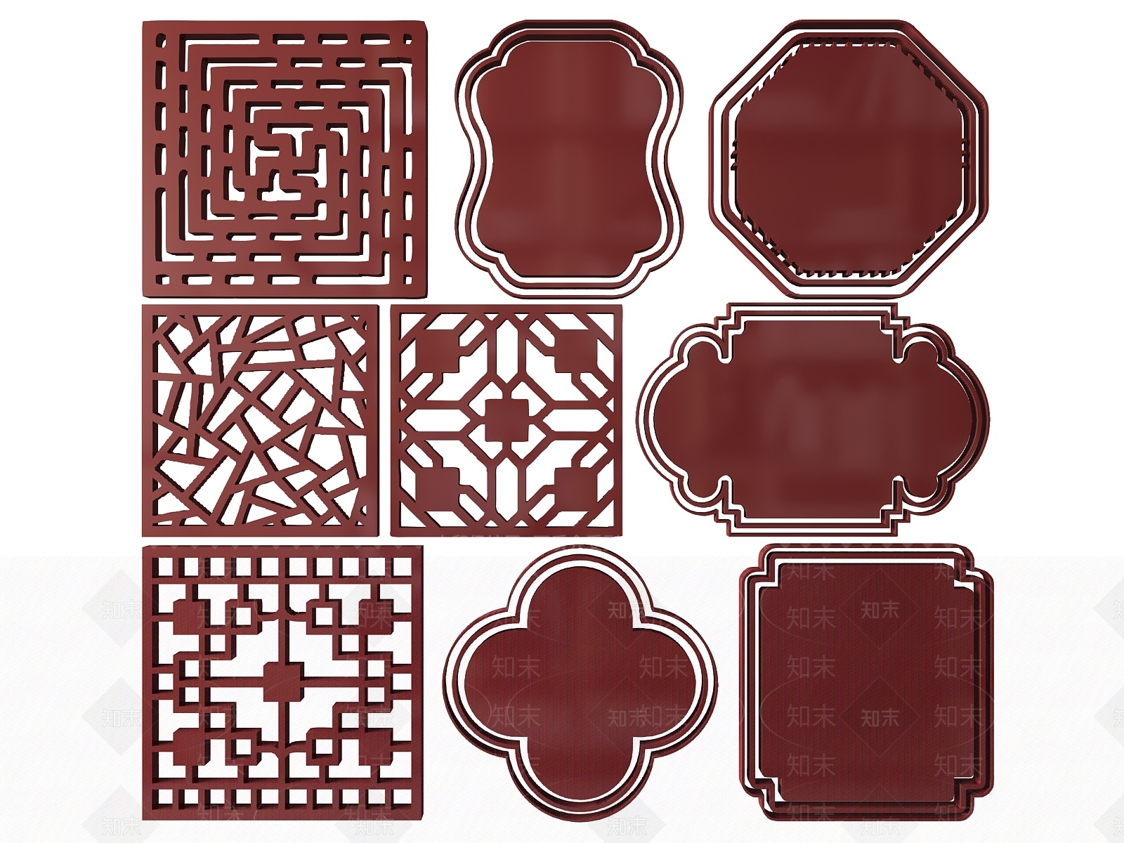 新中式雕花3D模型下载【ID:1174084909】