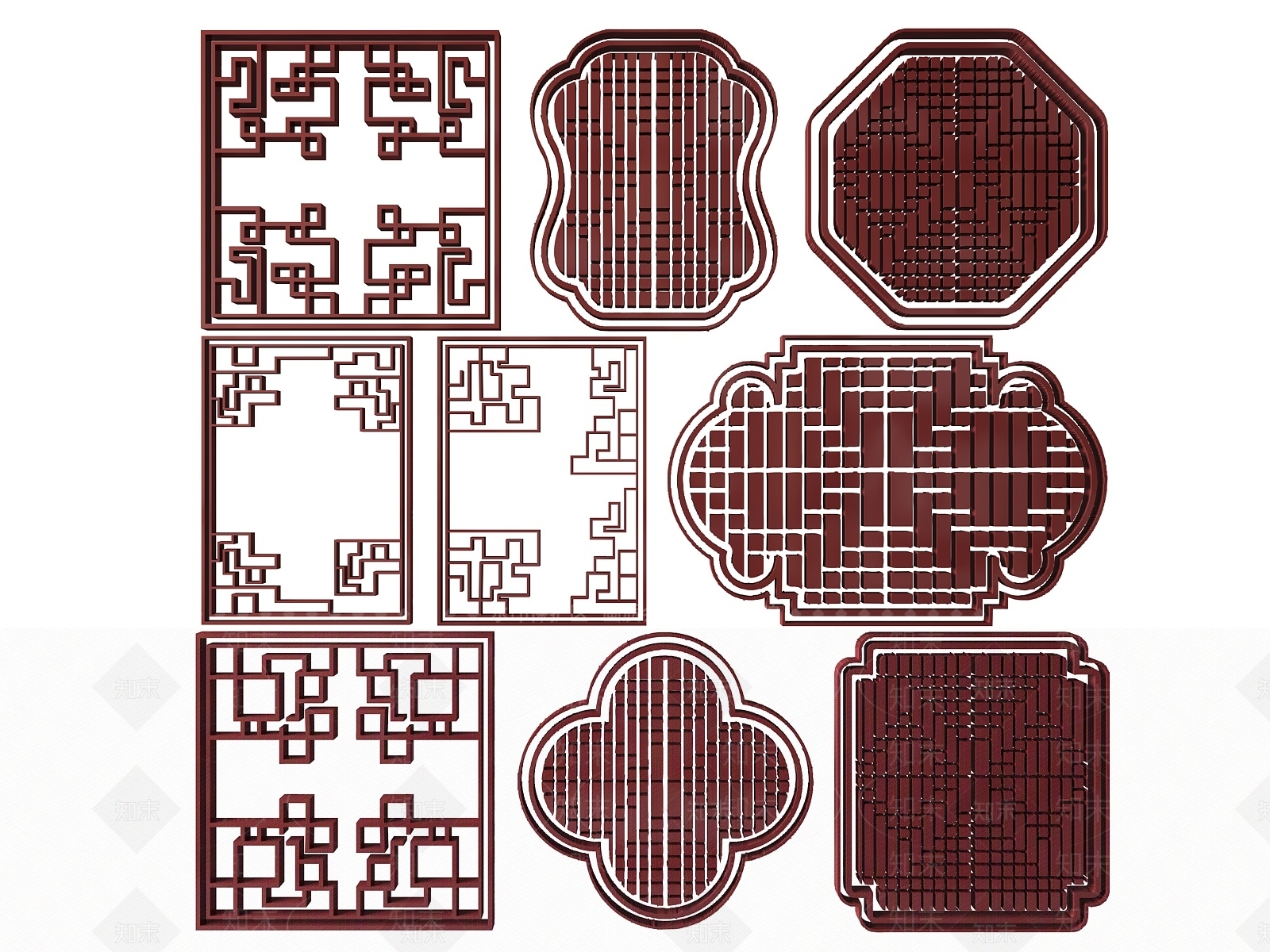 新中式雕花3D模型下载【ID:1174084948】