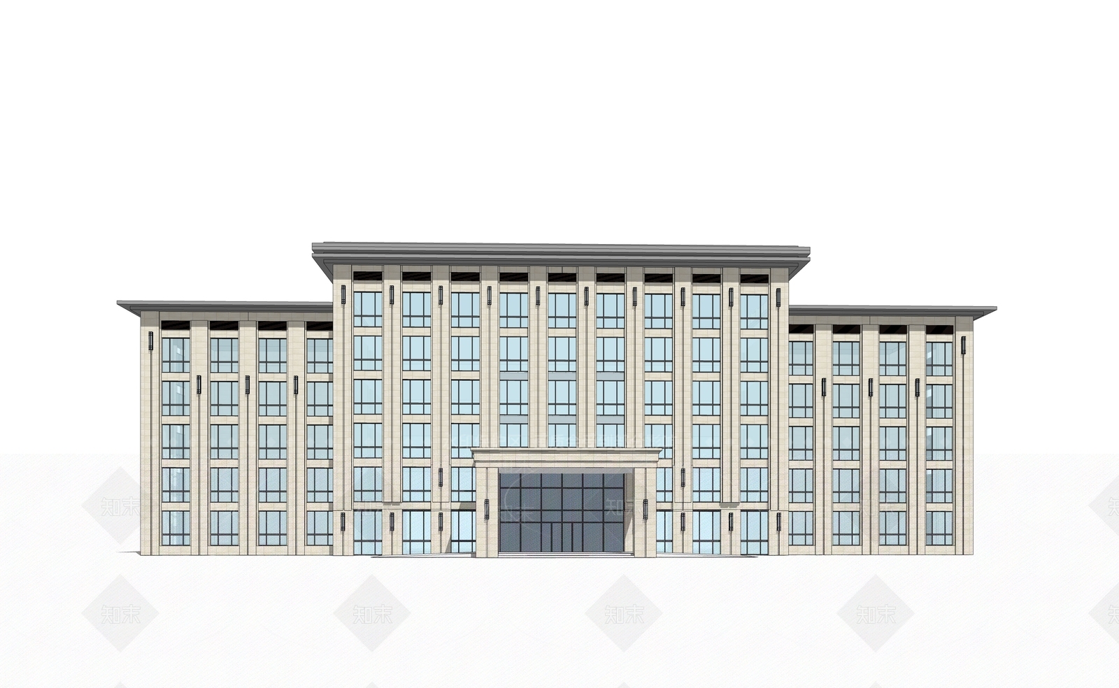 新中式现代办公楼SU模型下载【ID:1174078006】