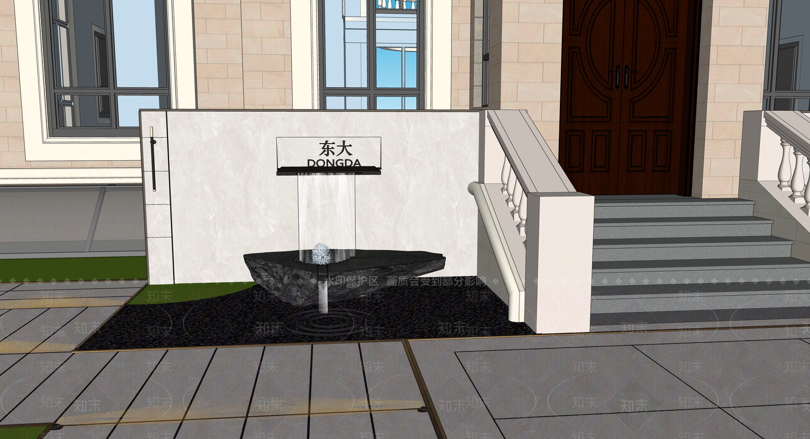新中式别墅庭院SU模型下载【ID:1174081640】