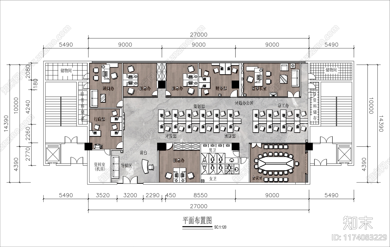 现代办公室cad施工图下载【ID:1174083229】