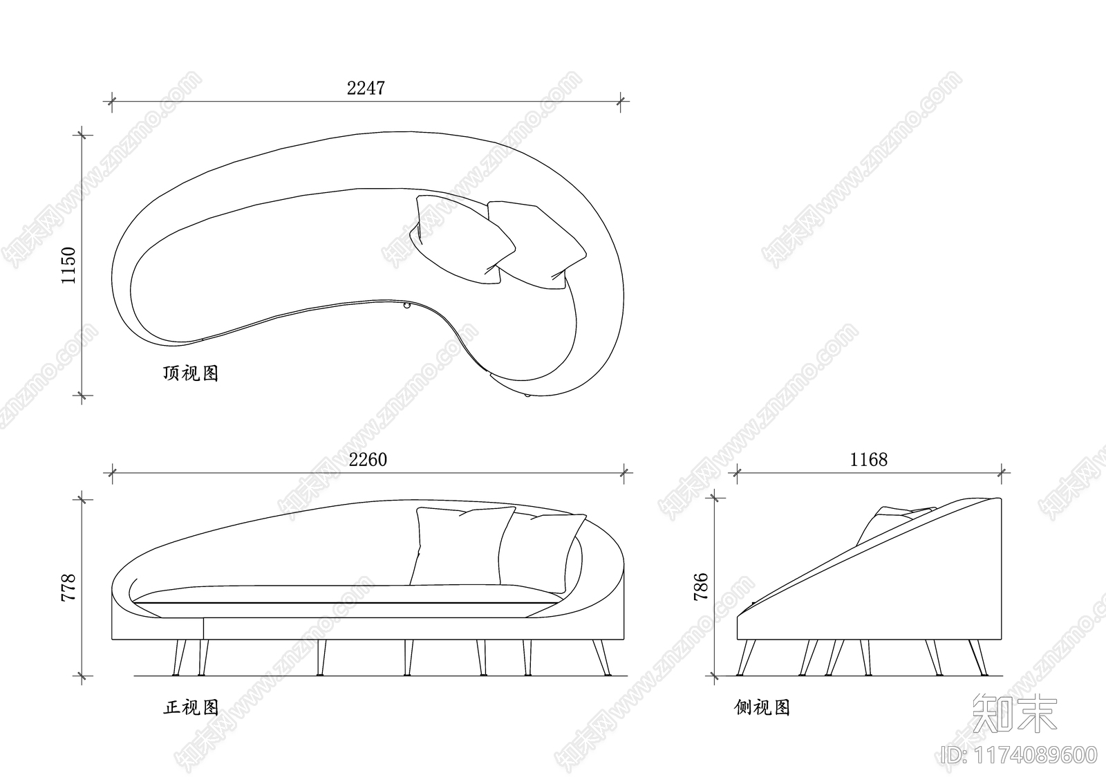 现代沙发cad施工图下载【ID:1174089600】