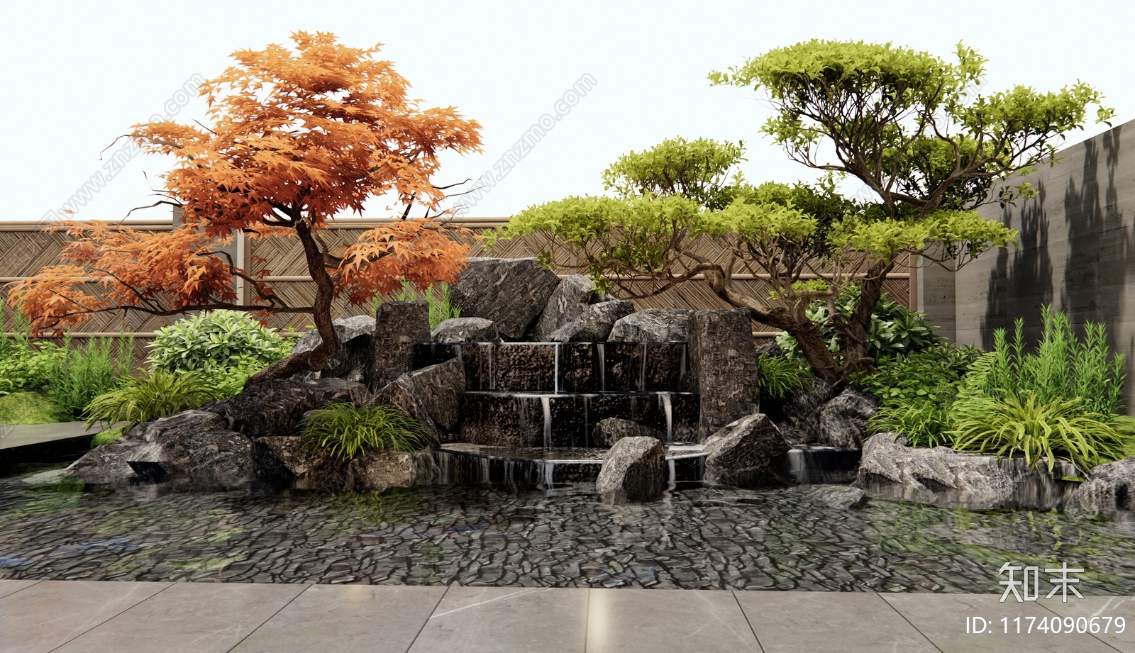 新中式假山水景3D模型下载【ID:1174090679】