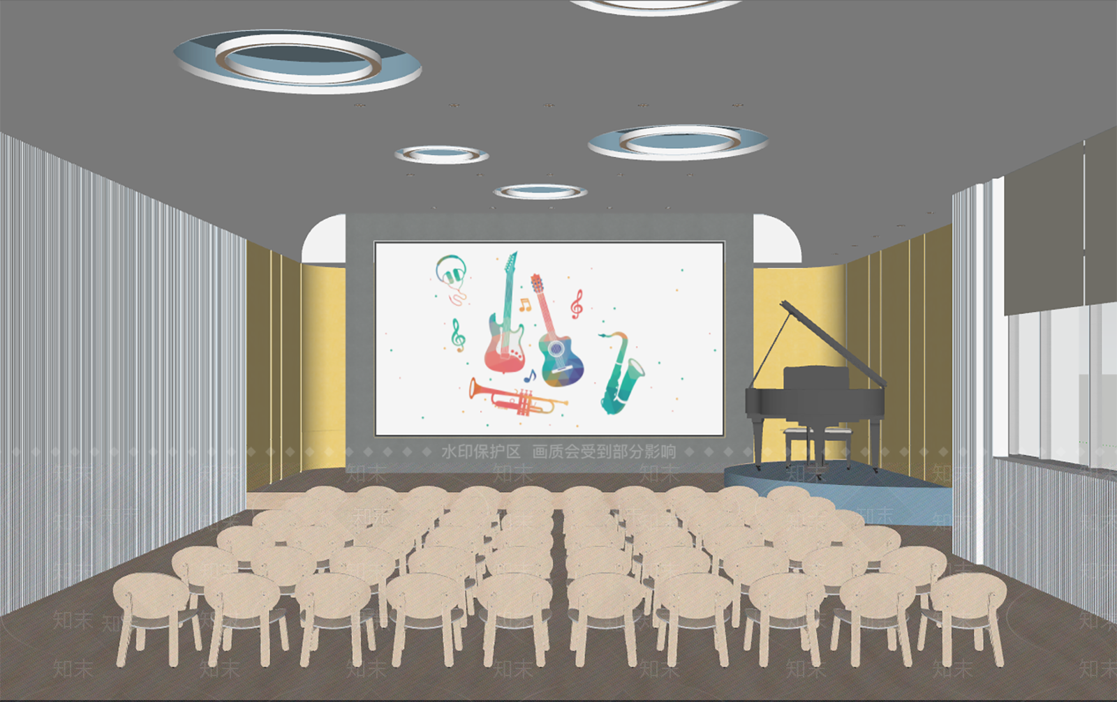 现代简约其他学校空间SU模型下载【ID:1174097830】