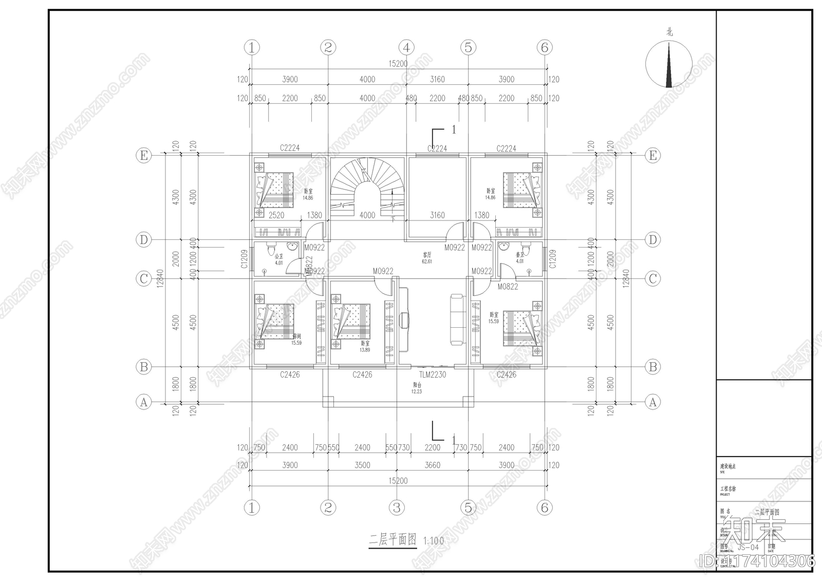 欧式别墅建筑cad施工图下载【ID:1174104306】