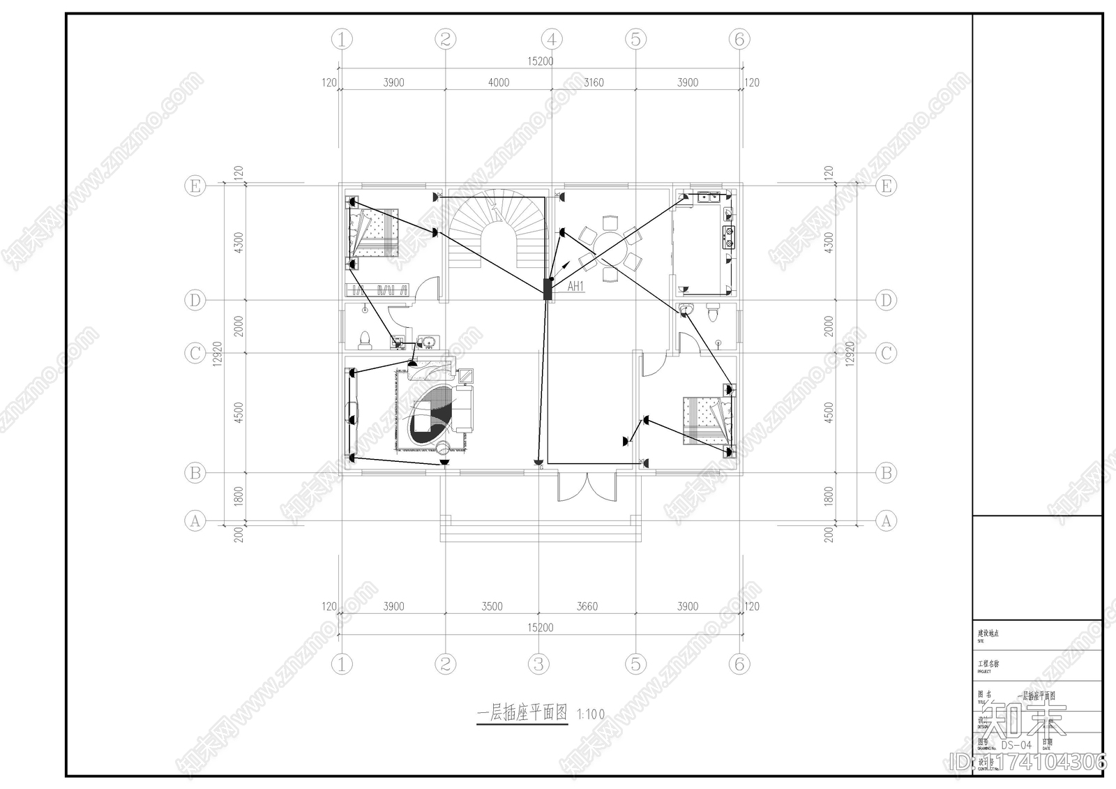 欧式别墅建筑cad施工图下载【ID:1174104306】