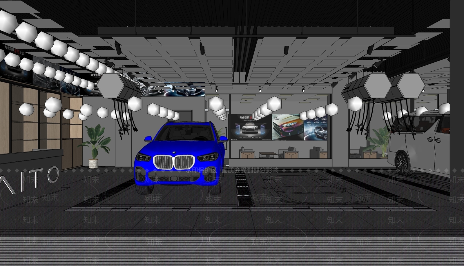 现代工业汽车4S店SU模型下载【ID:1174107968】