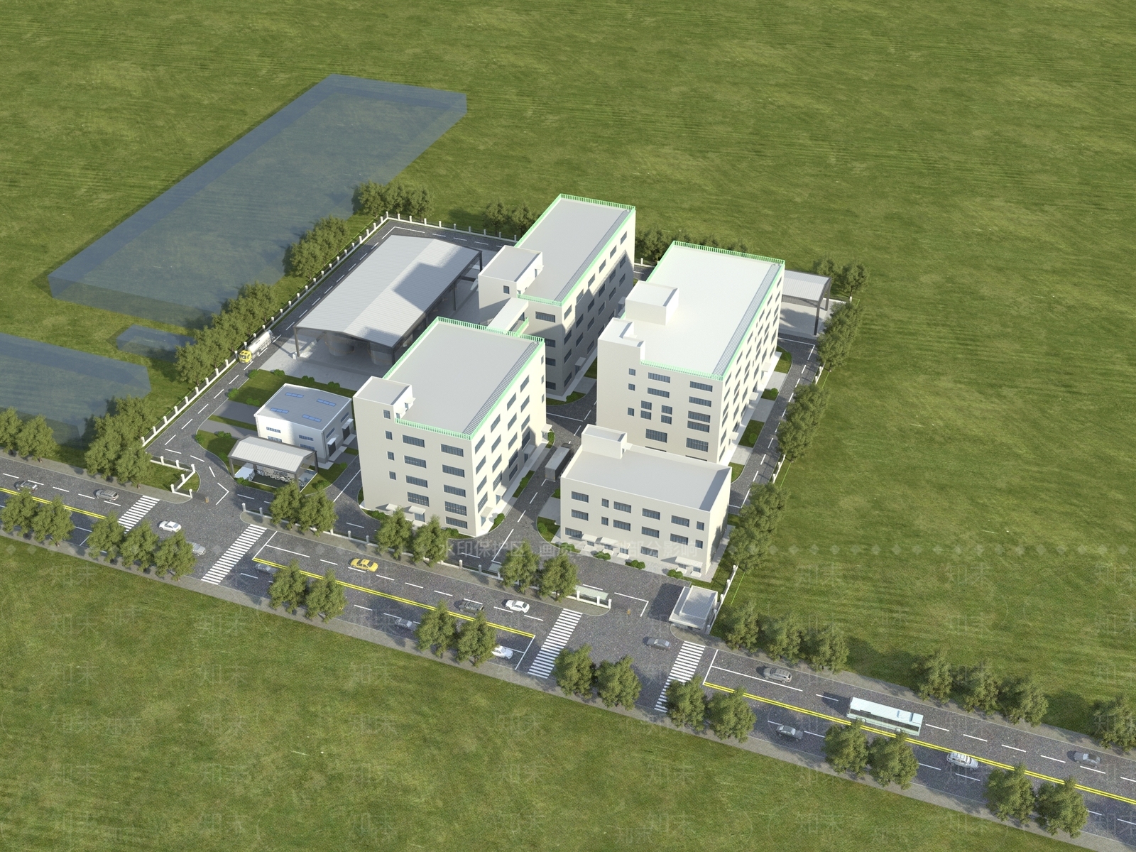 现代鸟瞰规划3D模型下载【ID:1174110650】