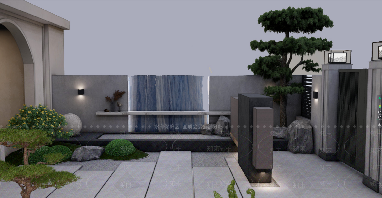 现代极简别墅庭院SU模型下载【ID:1174118604】