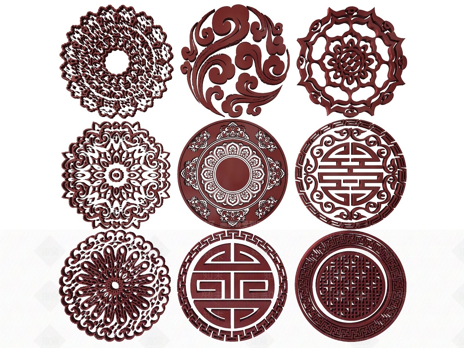 新中式雕花3D模型下载【ID:1174161739】