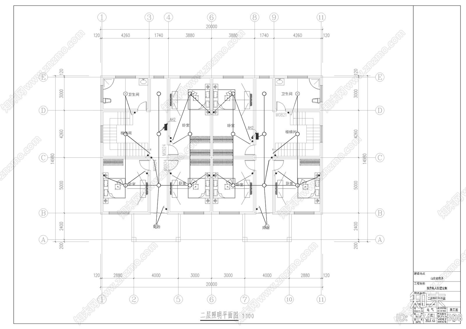 简欧别墅建筑cad施工图下载【ID:1174121308】