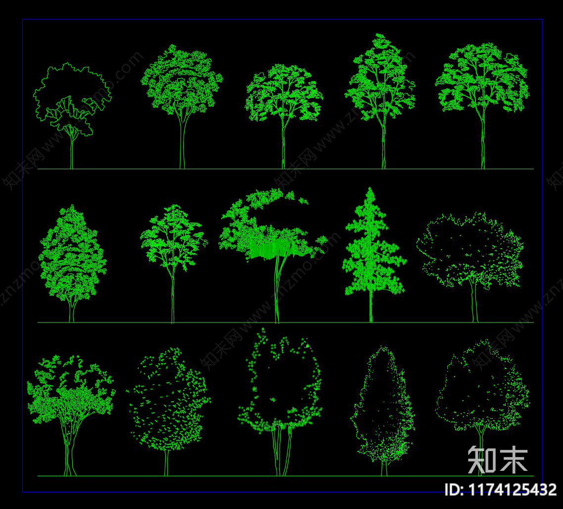 现代树施工图下载【ID:1174125432】