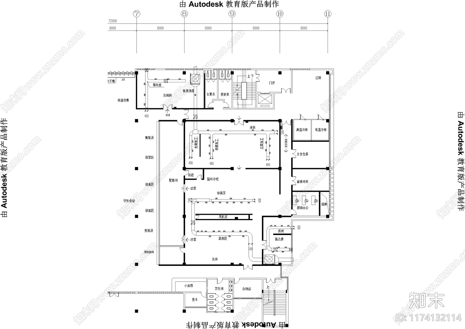 现代后厨cad施工图下载【ID:1174132114】