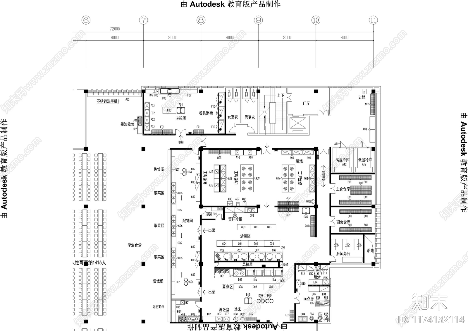 现代后厨cad施工图下载【ID:1174132114】