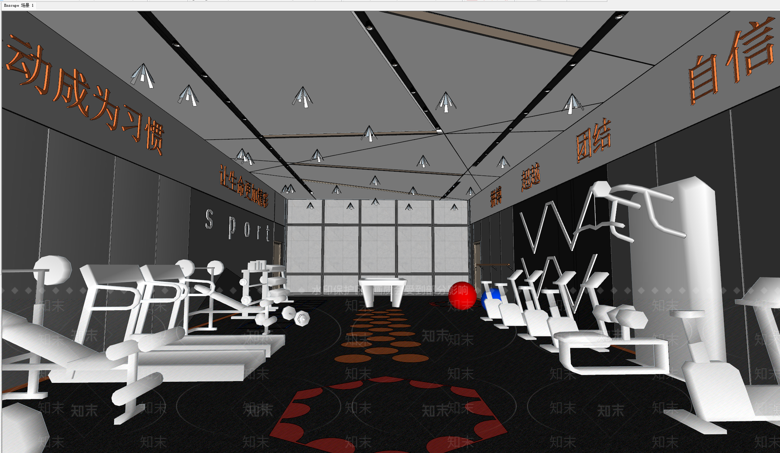 现代工业健身房SU模型下载【ID:1174139836】