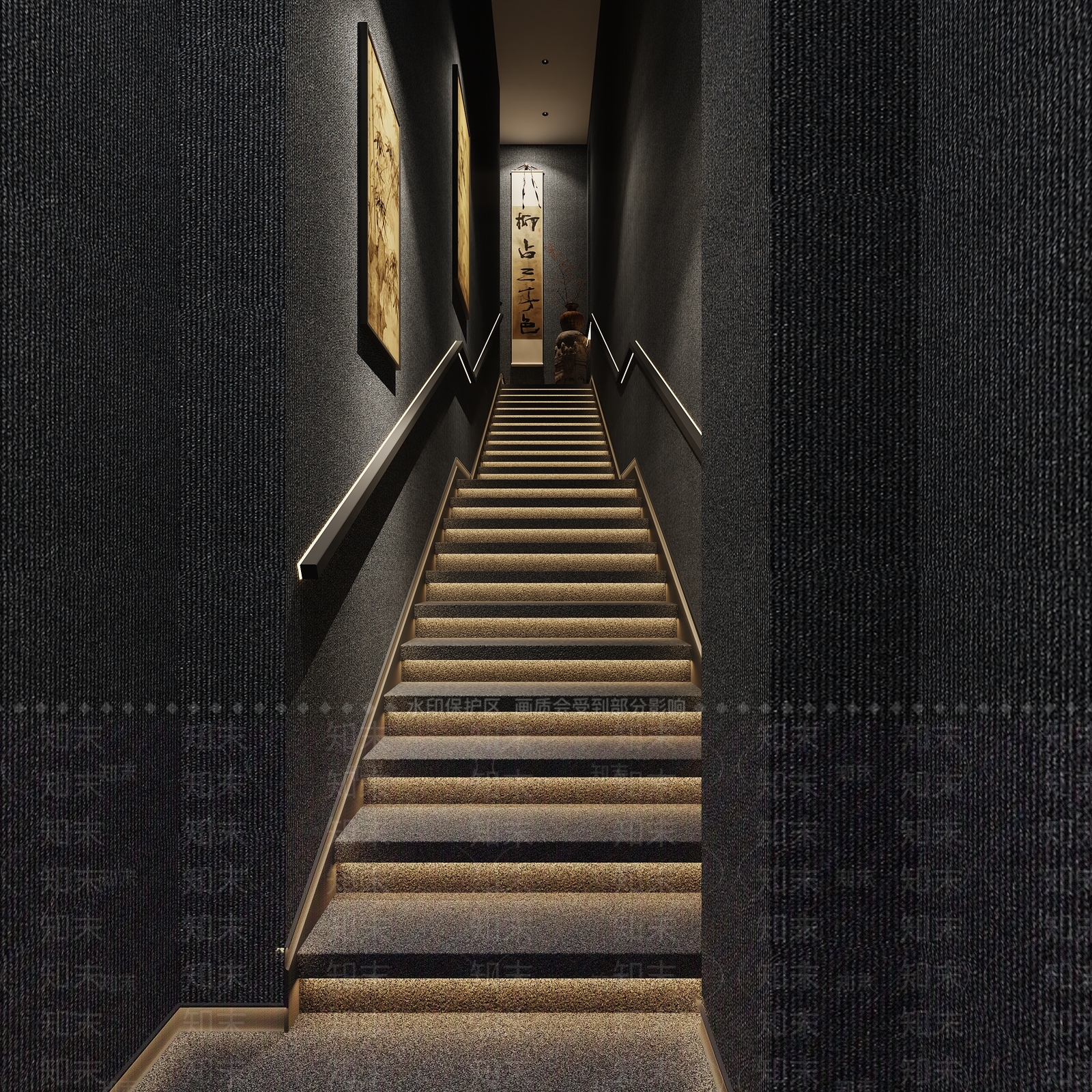 复古新中式楼梯间3D模型下载【ID:1174142147】
