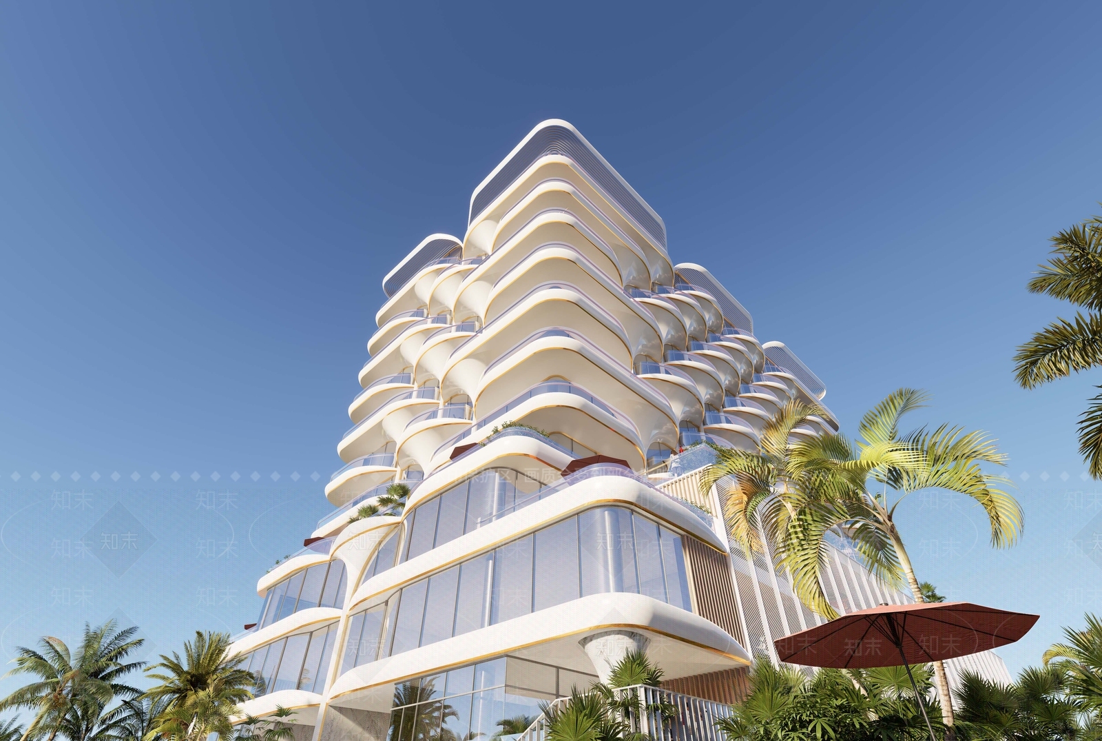 现代酒店建筑SU模型下载【ID:1174142640】