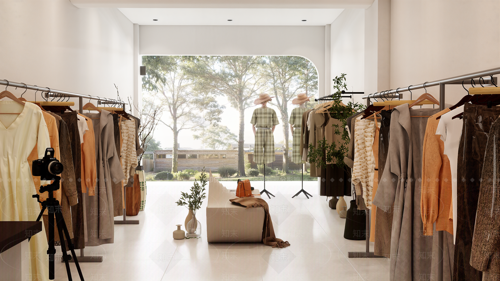 现代奶油服装店SU模型下载【ID:1174144438】
