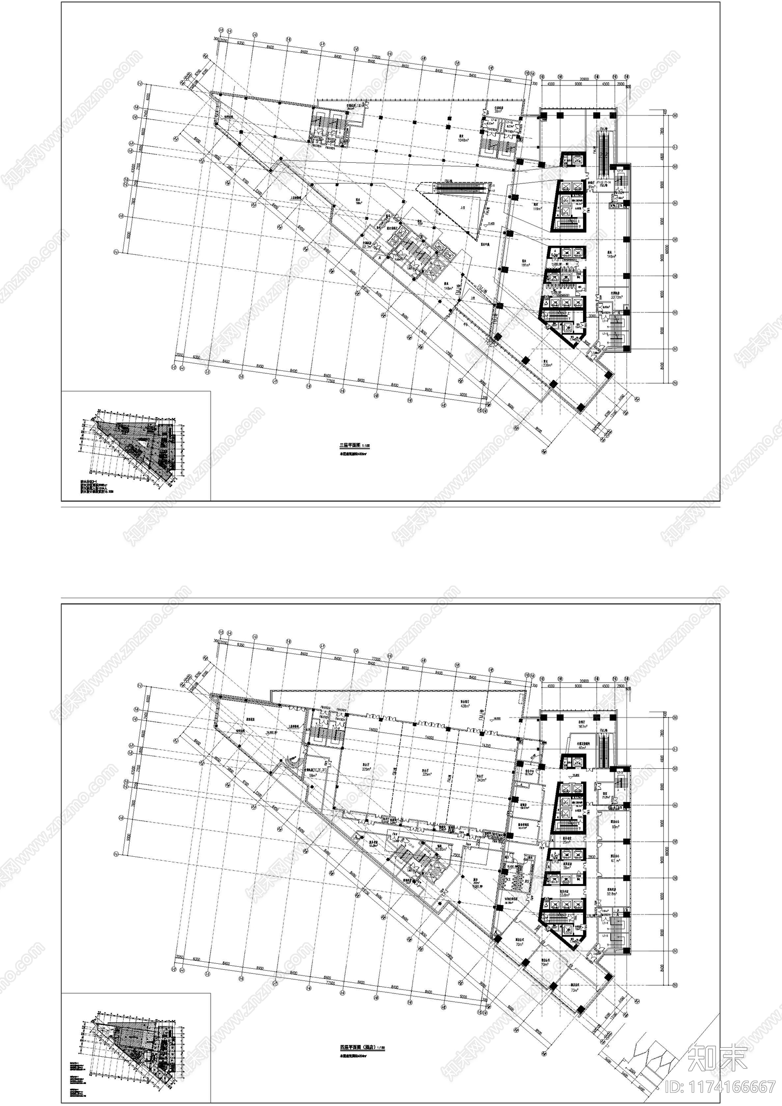 现代酒店建筑cad施工图下载【ID:1174166667】