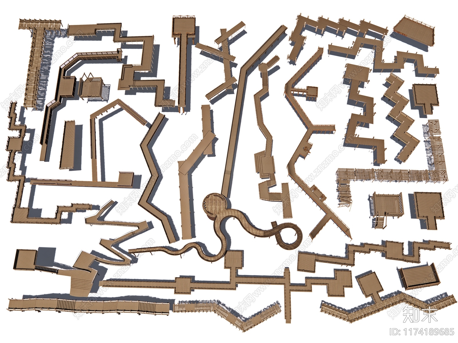 现代木栈道SU模型下载【ID:1174189685】