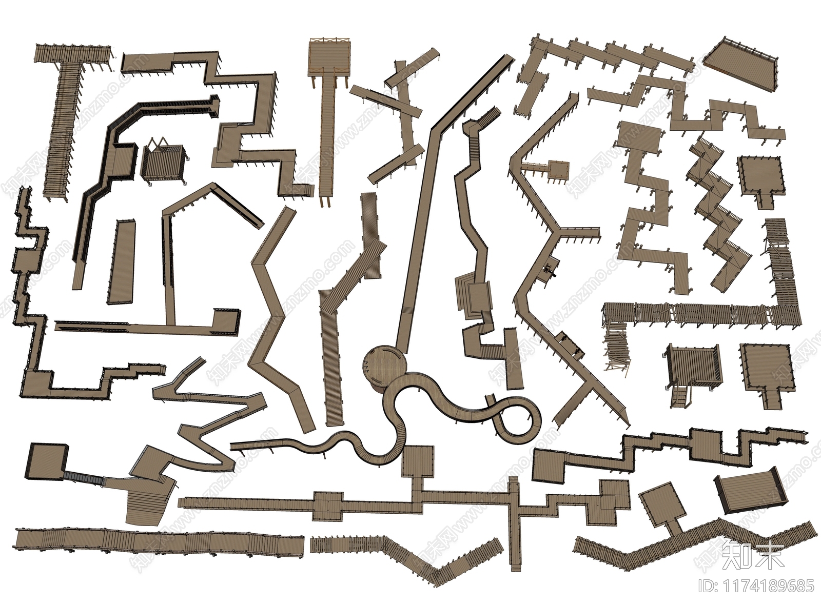 现代木栈道SU模型下载【ID:1174189685】
