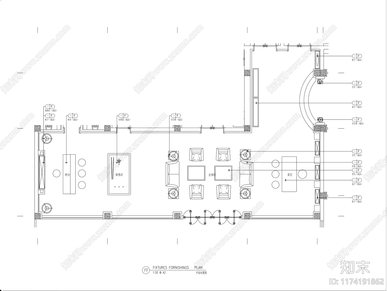 现代其他休闲娱乐空间cad施工图下载【ID:1174191862】