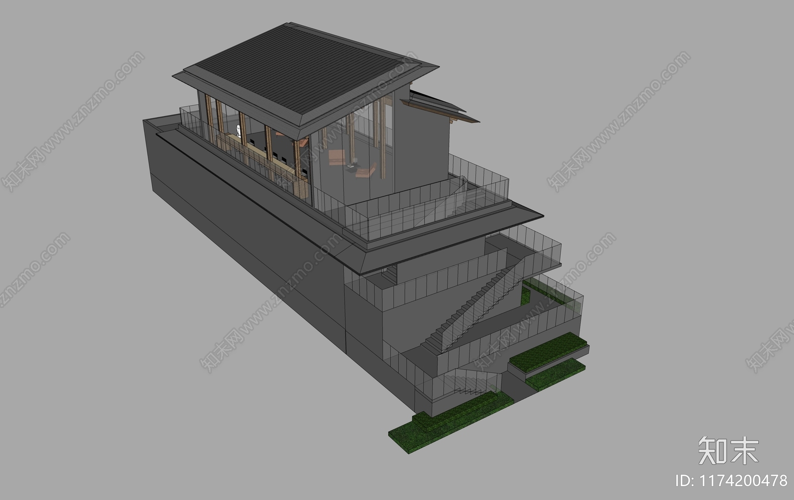 现代观景台SU模型下载【ID:1174200478】