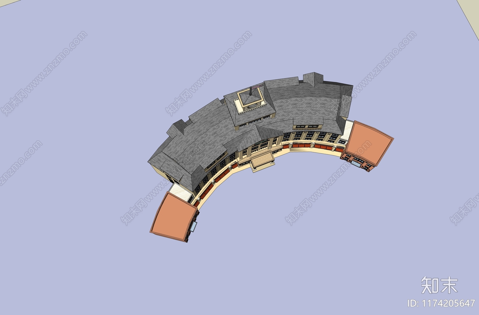 欧式复古酒店建筑SU模型下载【ID:1174205647】