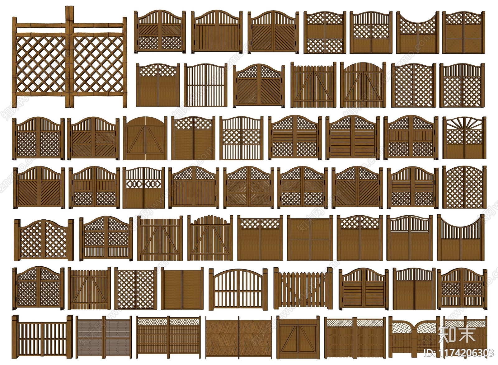 中式栅栏门SU模型下载【ID:1174206303】